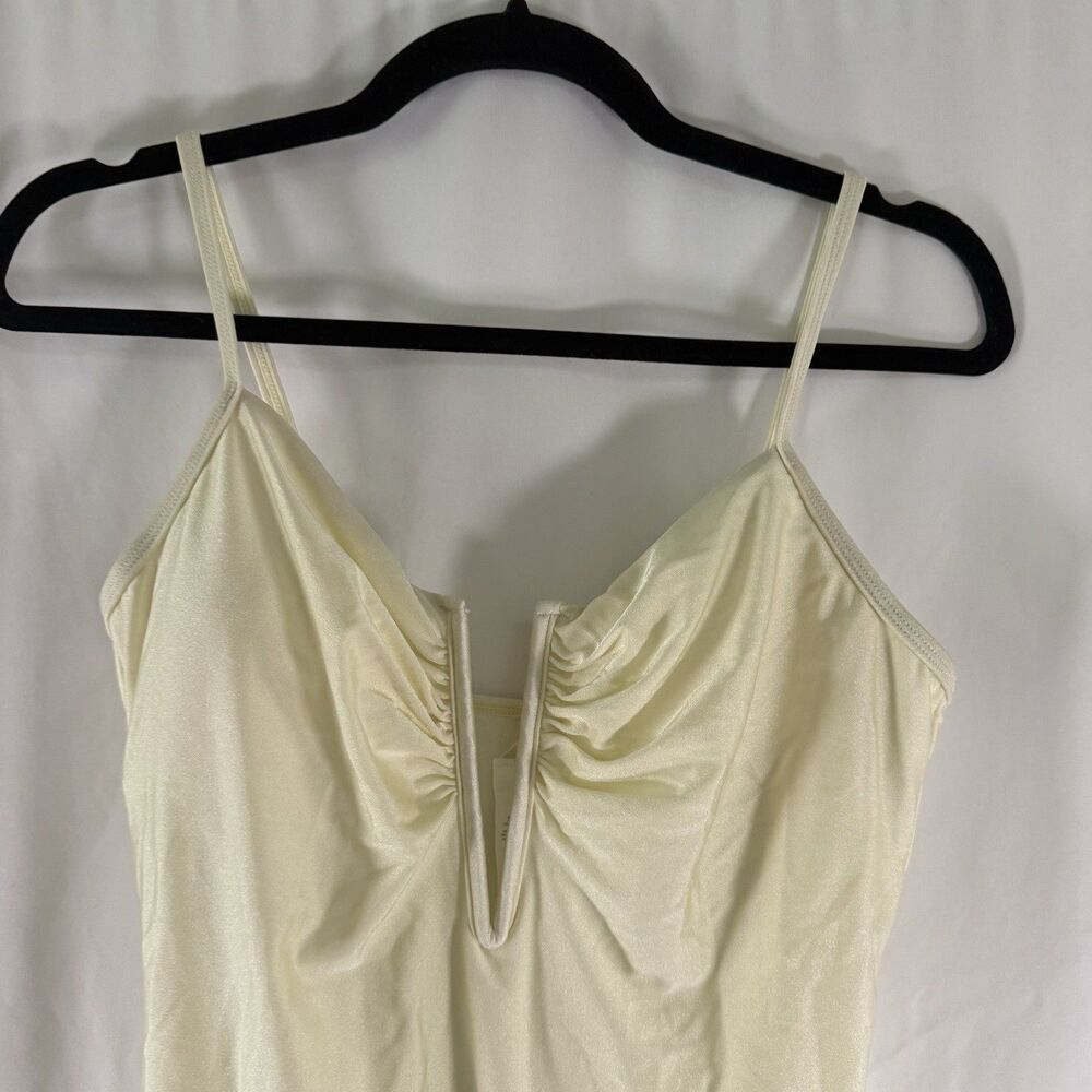 New Cupshe One Piece Swimsuit Women's Large Yellow Pull On Padded Sleeveless - Picture 2 of 9